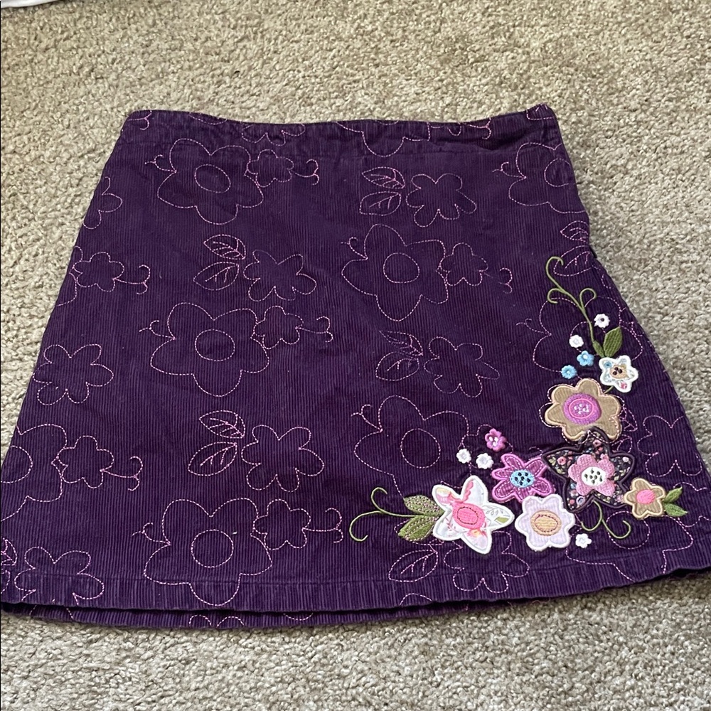 Floral Embroidered Purple Skirt